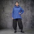 AKH Premium Oversize Shirt Royalblau Crash Popeline Sommer Damenmode - Modeare Avantgarde Lagenlook Big Shirt