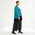 AKH Premium Strick Überwurf in Petrol mit V Ausschnitt Oversize Lagenlook Mode von Modeare für Damen in großen Größen