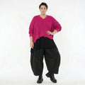 AKH Premium Strick Überwurf in Pink Oversize Lagenlook 50-60 Modeare Damenpullover mit V-Ausschnitt aus Baumwolle Mix