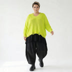 Kastiger Strick Überwurf Oversize mit Destroyed Optik aus Baumwolle Acryl AKH Premium bei Modeare für Lagenlook Damenmode