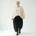 Kastiger Strick Überwurf in Naturweiß aus Baumwolle Acryl Mix von AKH Premium bei Modeare Oversize Look für Damen