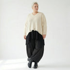 Kastiger Strick Überwurf in Naturweiß aus Baumwolle Acryl Mix von AKH Premium bei Modeare Oversize Look für Damen