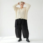 Kastiger Strick Überwurf in Naturweiß aus Baumwolle Acryl Mix von AKH Premium bei Modeare Oversize Look für Damen