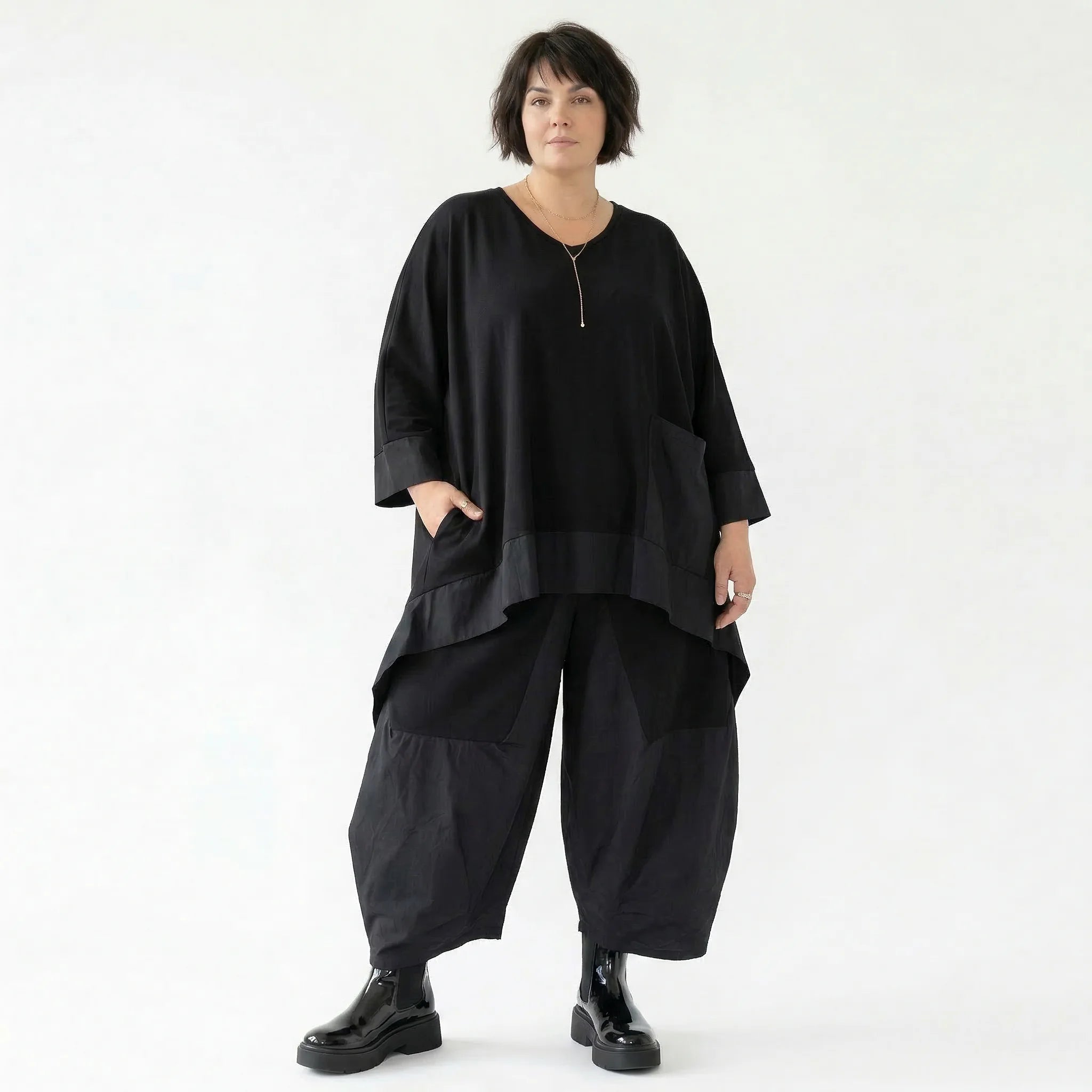 Ballon Hose Jacquard Weich fallende Ballonhose mit Memory Taft und Stretch Molton für Oversize Look und Komfort AKH Premium Modeare jetzt