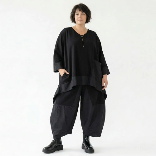 Ballon Hose Jacquard Weich fallende Ballonhose mit Memory Taft und Stretch Molton für Oversize Look und Komfort AKH Premium Modeare jetzt