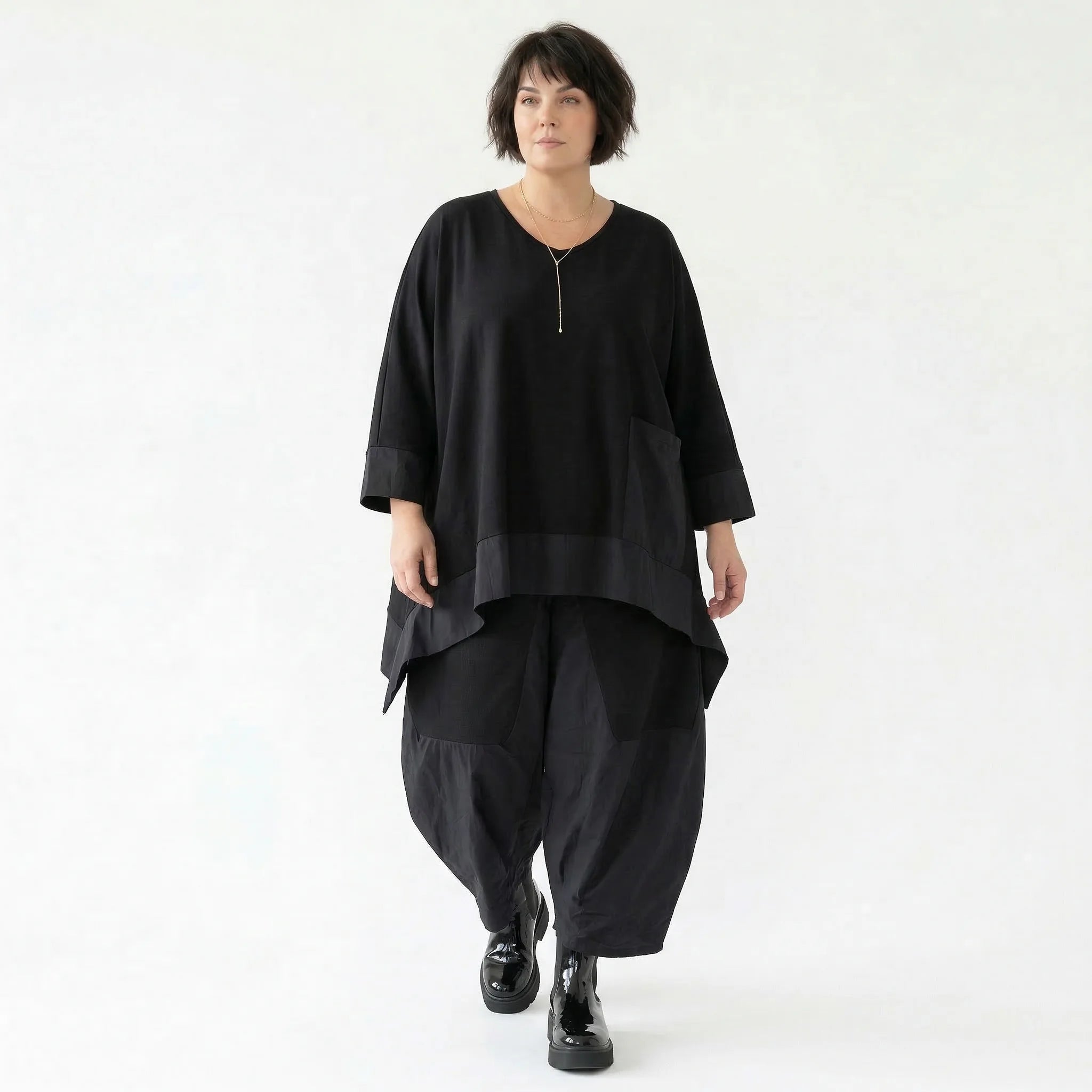 Ballon Hose Jacquard Weich fallende Ballonhose mit Memory Taft und Stretch Molton für Oversize Look und Komfort AKH Premium Modeare jetzt