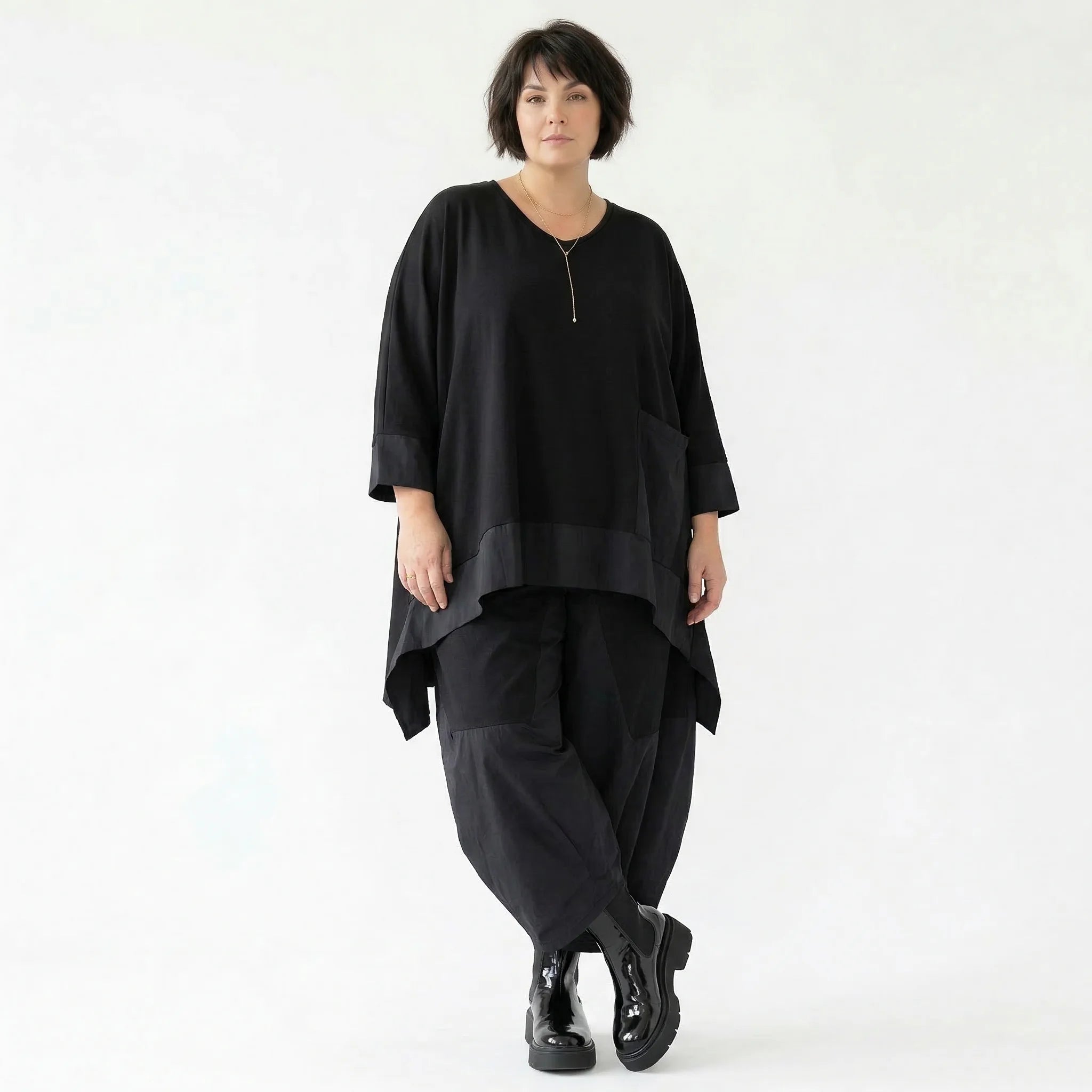 Ballon Hose Jacquard Weich fallende Ballonhose mit Memory Taft und Stretch Molton für Oversize Look und Komfort AKH Premium Modeare jetzt