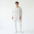 Oversize Bluse transparent Baumwolle Punkte A-Linie luftig modern AKH Premium Modeare stilvolle Lagenlook Bluse weiss blau Damen
