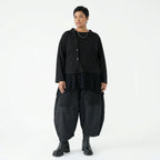 Oversize Feinstrick Jacke schwarz weich stretch Übergang AKH Premium Modeare Lagenlook modern Damenjacke minimalistisch