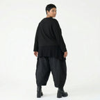Oversize Feinstrick Jacke schwarz weich stretch Übergang AKH Premium Modeare Lagenlook modern Damenjacke minimalistisch