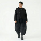 Oversize Feinstrick Jacke schwarz weich stretch Übergang AKH Premium Modeare Lagenlook modern Damenjacke minimalistisch