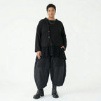 Oversize Feinstrick Jacke schwarz weich stretch Übergang AKH Premium Modeare Lagenlook modern Damenjacke minimalistisch
