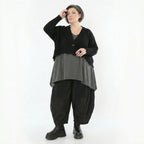 Oversize Strickjacke aus Baumwolle mit Destroyed Optik von AKH Premium bei Modeare Lagenlook Damen Jacke schwarz kastig