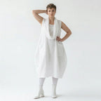Oversize Ballon Kleid weiß Baumwolle Lagenlook leicht luftig AKH Premium Modeare Damenmode Avantgarde Sommer Stil Frankreich