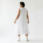 Oversize Kleid weiß A Form Wickeloptik Baumwolle luftig elegant AKH Premium Modeare Damen Lagenlook modern stilvoll