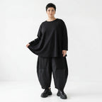 Milano Jersey Oversize Shirt mit Glocke in Schwarz von AKH Premium bei Modeare Lagenlook Damen Shirt elegant weich stretch