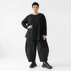 Milano Jersey Oversize Shirt mit Glocke in Schwarz von AKH Premium bei Modeare Lagenlook Damen Shirt elegant weich stretch