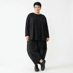 Milano Jersey Oversize Shirt mit Glocke in Schwarz von AKH Premium bei Modeare Lagenlook Damen Shirt elegant weich stretch