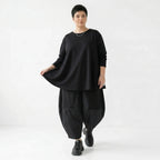 Milano Jersey Oversize Shirt mit Glocke in Schwarz von AKH Premium bei Modeare Lagenlook Damen Shirt elegant weich stretch
