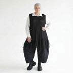 Oversize Strick Tunika mit Tüllsaum aus Baumwolle AKH Premium bei Modeare A Form Lagenlook Damenmode in Schwarz
