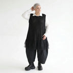 Oversize Strick Tunika mit Tüllsaum aus Baumwolle AKH Premium bei Modeare A Form Lagenlook Damenmode in Schwarz