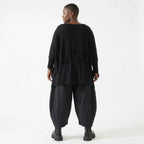 Oversize Strick Überwurf aus Baumwolle mit Destroyed Optik von AKH Premium bei Modeare Lagenlook Damen Pullover Schwarz
