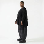Oversize Strick Überwurf aus Baumwolle mit Destroyed Optik von AKH Premium bei Modeare Lagenlook Damen Pullover Schwarz