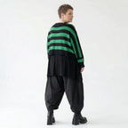 Strick Überwurf Damen Oversize Streifen Look weich Baumwolle kastig AKH Premium Modeare Layering Avantgarde bequem Statement Style