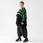 Strick Überwurf Damen Oversize Streifen Look weich Baumwolle kastig AKH Premium Modeare Layering Avantgarde bequem Statement Style