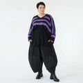 Strick Überwurf Damen Oversize Streifen Look weich Baumwolle kastig AKH Premium Modeare Layering Avantgarde bequem Trend Style
