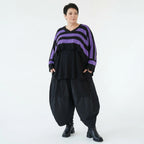 Strick Überwurf Damen Oversize Streifen Look weich Baumwolle kastig AKH Premium Modeare Layering Avantgarde bequem Trend Style