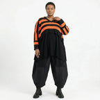 Strick Überwurf Damen Oversize Streifen Look weich Baumwolle kastig AKH Premium Modeare Layering Avantgarde bequem Trend Style