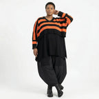 Strick Überwurf Damen Oversize Streifen Look weich Baumwolle kastig AKH Premium Modeare Layering Avantgarde bequem Trend Style