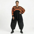Strick Überwurf Damen Oversize Streifen Look weich Baumwolle kastig AKH Premium Modeare Layering Avantgarde bequem Trend Style