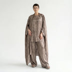 3-Teiler Damen Set B-ONE Taupe-Bronze Oversize Cardigan Shirt Hose Baumwolle Jersey Türkei – EU 40/50 – Lagenlook