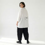 Weisse Oversize Slinkybluse in Reinweiss mit Rundhals und Dreiviertelarm semitransparent