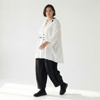 Weisse Oversize Slinkybluse in Reinweiss mit Rundhals und Dreiviertelarm semitransparent