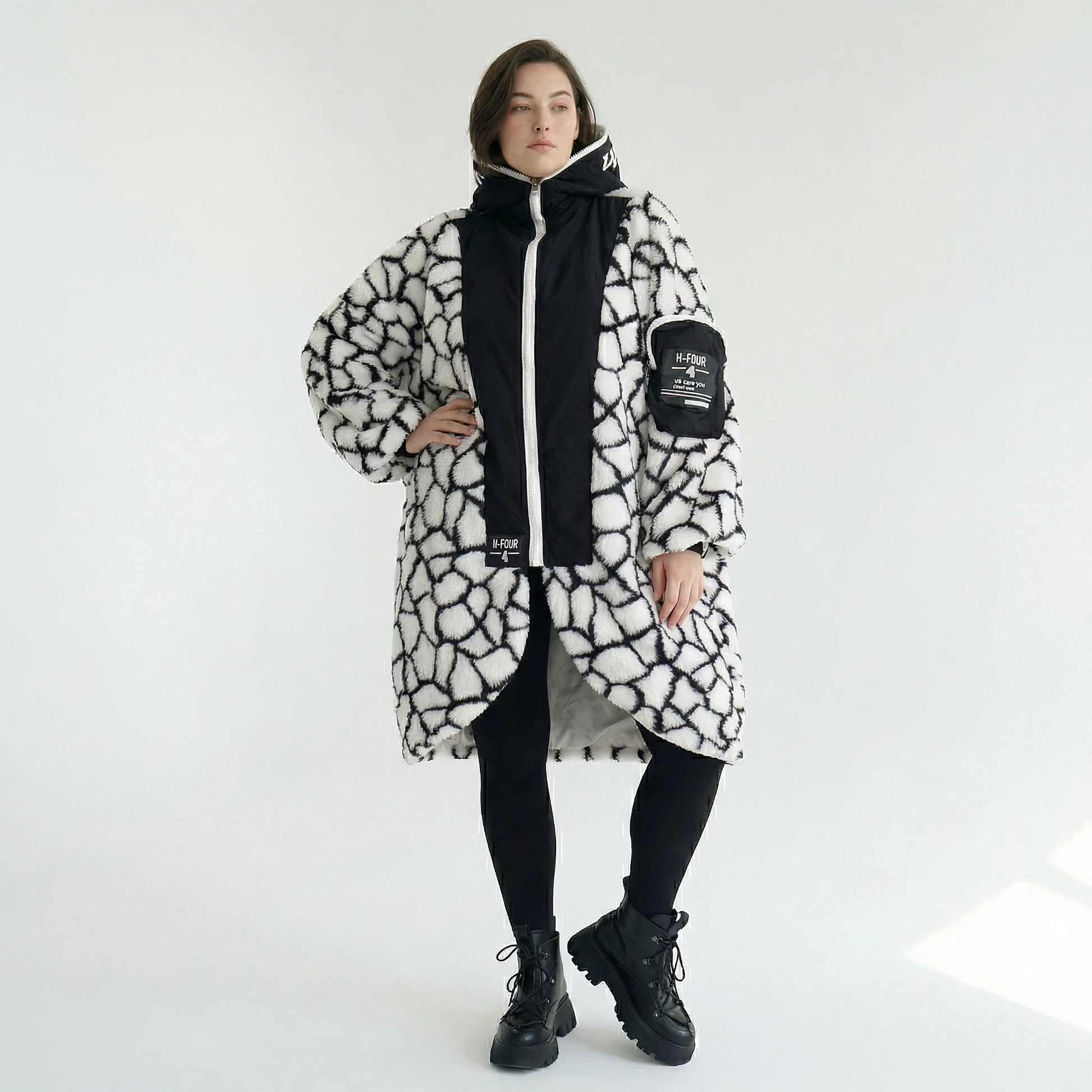 Oversize Ballonjacke Plüsch Übergang Softshell Damen H4 Fashion bei Modeare Avantgarde Lagenlook