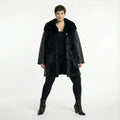 Plüsch Winterjacke A-Form Oversize Lederimitat Damen AKH Premium warme Jacke Frankreich Modeare kuratiert für Plus Size Avantgarde Looks Pro