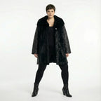 Plüsch Winterjacke A-Form Oversize Lederimitat Damen AKH Premium warme Jacke Frankreich Modeare kuratiert für Plus Size Avantgarde Looks Pro