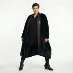 Oversize Ballon Mantel Plüsch Wintermantel warm schwarz Einheitsgröße AKH Premium bei Modeare