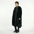 Oversize Ballon Mantel Plüsch Wintermantel warm schwarz Einheitsgröße AKH Premium bei Modeare