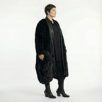 Oversize Ballon Mantel Plüsch Wintermantel warm schwarz Einheitsgröße AKH Premium bei Modeare