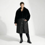 Oversize Ballon Wintermantel Plüsch Lederimitat Einheitsgröße AKH Premium exklusiv bei Modeare