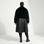 Oversize Ballon Wintermantel Plüsch Lederimitat Einheitsgröße AKH Premium exklusiv bei Modeare