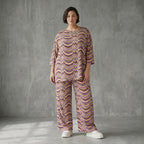 Slinky Sommer Set mit Wellenmuster von Papita bei Modeare Zweiteiler in A Form und weiter Hose Multicolour