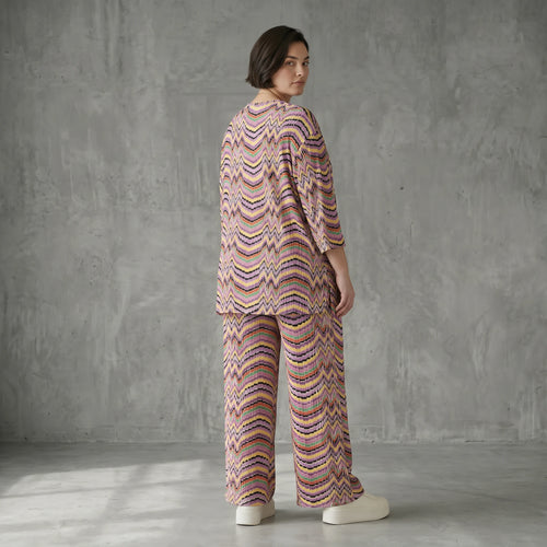 Slinky Sommer Set mit Wellenmuster von Papita bei Modeare Zweiteiler in A Form und weiter Hose Multicolour