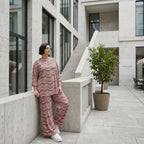 Slinky Sommer Set mit Wellenmuster von Papita bei Modeare Zweiteiler in A Form und weiter Hose Multicolour