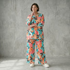Papita Set aus Slinky Shirt und Hose mit Blumenprint in Multicolour - Oversize Sommerlook von Modeare