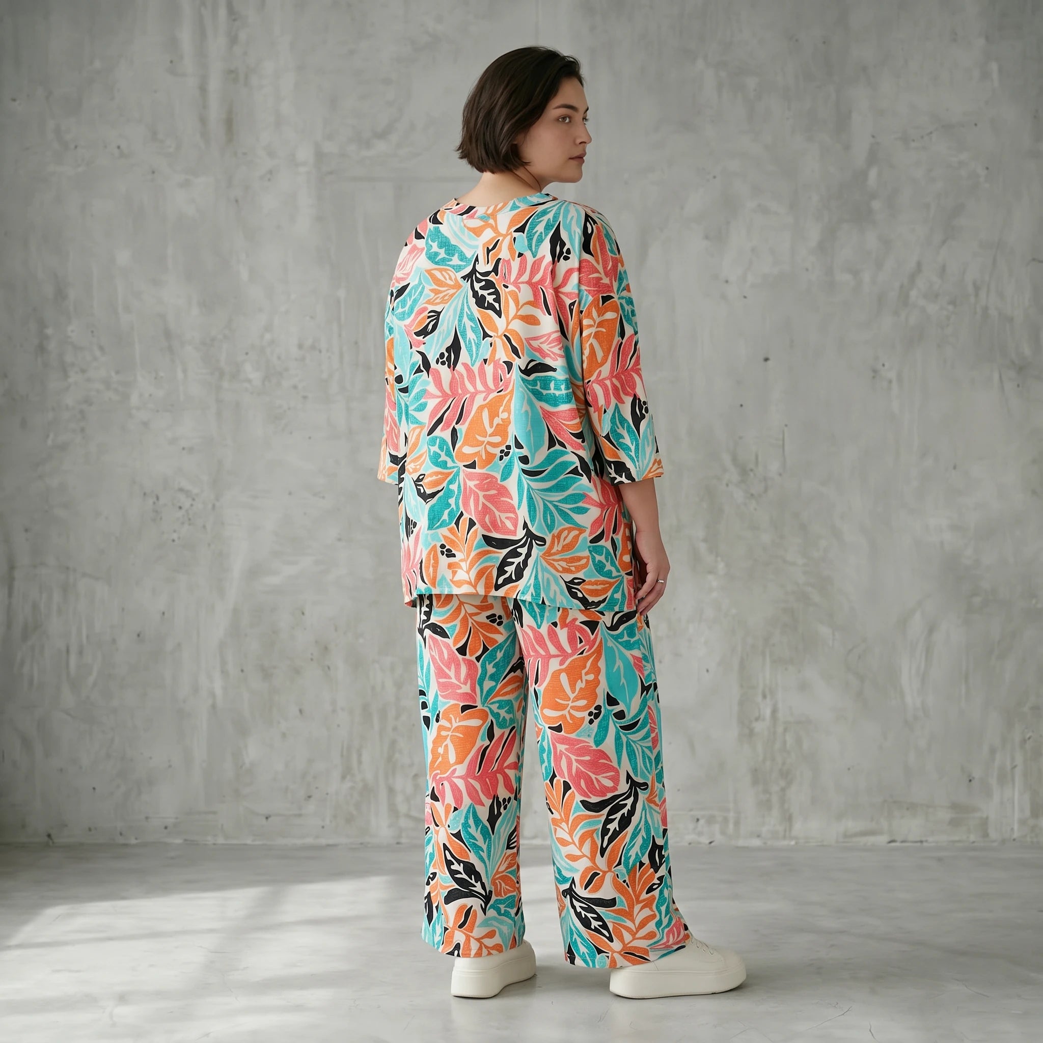 Papita Set aus Slinky Shirt und Hose mit Blumenprint in Multicolour - Oversize Sommerlook von Modeare